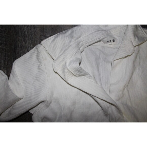 MATE THE LABEL WOMEN'S TEXTURED ORGANIC COTTON LS BUTTON DOWN SHIRT WHITE S NEW - Picture 7 of 7